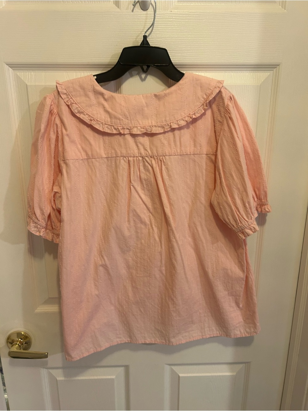 Women’s Pink Ruffle-Trim Button Front Top - Picture 3 of 6